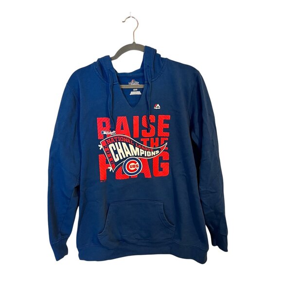 Majestic Other - 2016 Cubs National League Champions Raise the Flag V-neck Hoodie Unisex